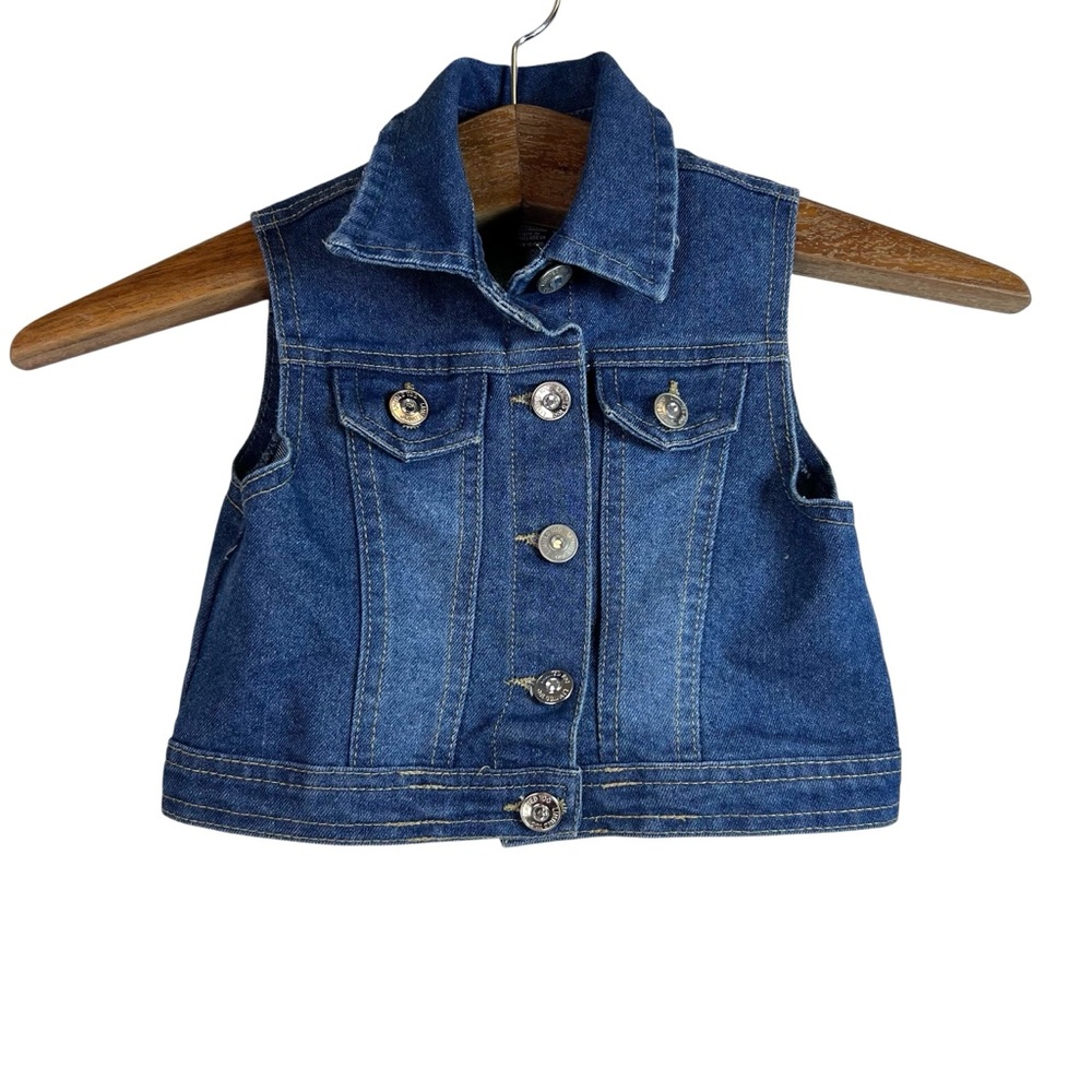 Limited Too Girls Y2K Denim Jean Vest Daisy Flower Boho Hippie Size 6
